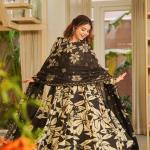 Saanvi Maslin Cotton Digital Print Anarkali Suit Set with Chiffon Dupatta (MF)