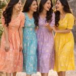 Muslin Silk Gingham Print Designer Kurti (KA)