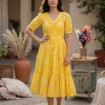 Muslin Silk Gingham Print Designer Kurti (KA)