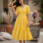 Muslin Silk Gingham Print Designer Kurti (KA)