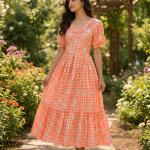 Muslin Silk Gingham Print Designer Kurti (KA)