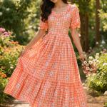 Muslin Silk Gingham Print Designer Kurti (KA)