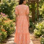 Muslin Silk Gingham Print Designer Kurti (KA)