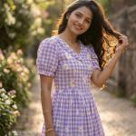 Muslin Silk Gingham Print Designer Kurti (KA)