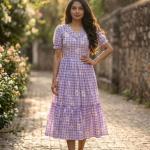 Muslin Silk Gingham Print Designer Kurti (KA)
