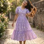 Muslin Silk Gingham Print Designer Kurti (KA)