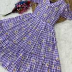 Muslin Silk Gingham Print Designer Kurti (KA)