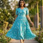 Muslin Silk Gingham Print Designer Kurti (KA)