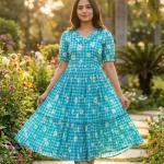 Muslin Silk Gingham Print Designer Kurti (KA)