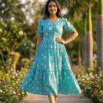 Muslin Silk Gingham Print Designer Kurti (KA)