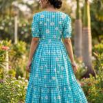 Muslin Silk Gingham Print Designer Kurti (KA)