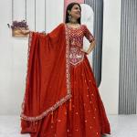 Prisha Vichitra Silk Embroidered Wedding Lehenga Choli Set with Dupatta