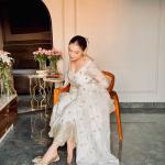 Chinon Silk Embroidered Gown Pant Set with Dupatta (wl)