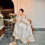 Chinon Silk Embroidered Gown Pant Set with Dupatta (wl)