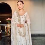 Chinon Silk Embroidered Gown Pant Set with Dupatta (wl)