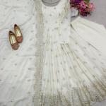 Chinon Silk Embroidered Gown Pant Set with Dupatta (wl)