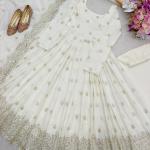 Chinon Silk Embroidered Gown Pant Set with Dupatta (wl)