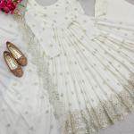 Chinon Silk Embroidered Gown Pant Set with Dupatta (wl)