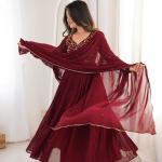 Faux Georgette Anarkali Gown Set (MF)