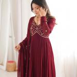 Faux Georgette Anarkali Gown Set (MF)