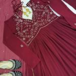 Faux Georgette Anarkali Gown Set (MF)