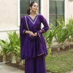 Vichitra Embroidered Palazzo Suit Set (Gr)
