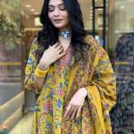 A-Line Printed Cotton Blend Suit Set (anant)