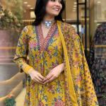 A-Line Printed Cotton Blend Suit Set (anant)