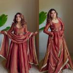 Cosmos Silk Koti Style Maxi Anarkali Suit Set with Dupatta