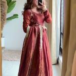 Cosmos Silk Koti Style Maxi Anarkali Suit Set with Dupatta