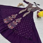 Designer Vichitra Silk Crop Top Lehenga Set with Shrug (PC)