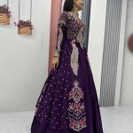 Designer Vichitra Silk Crop Top Lehenga Set with Shrug (PC)