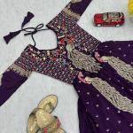 Designer Vichitra Silk Crop Top Lehenga Set with Shrug (PC)