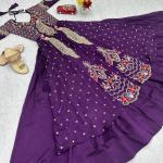 Designer Vichitra Silk Crop Top Lehenga Set with Shrug (PC)