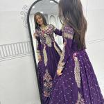 Designer Vichitra Silk Crop Top Lehenga Set with Shrug (PC)