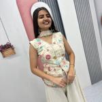 Designer Tissue Simmer Embroidered Kurti Palazzo Set with Dupatta (PC)