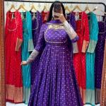 Designer Jacquard Weaving Gown with Dupatta (PC)