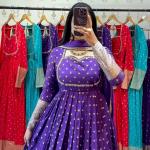 Designer Jacquard Weaving Gown with Dupatta (PC)