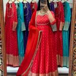Designer Jacquard Weaving Gown with Dupatta (PC)