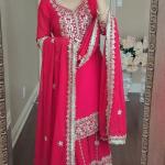 Designer Faux Georgette Embroidered Top Sharara Set with Dupatta (ND)