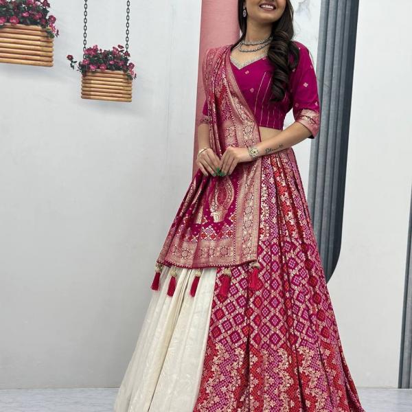 Designer Lehenga Saree Set with Jacquard Blouse (PC)