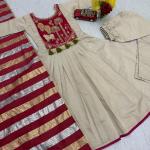 Designer Roman Fabric A-Line Kurti Set with Flared Pant & Dupatta (PC)