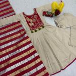 Designer Roman Fabric A-Line Kurti Set with Flared Pant & Dupatta (PC)