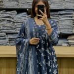 Cotton Printed Kurti Pant Dupatta Set(AD)