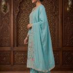 Heavy Chinon Silk Embroidered Kurti Palazzo Set with Dupatta