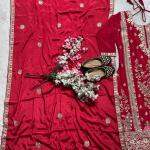 Heavy Chinon Silk Embroidered Kurti Palazzo Set with Dupatta