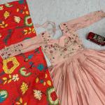 Designer Chinon Embroidered Gown with Kalamkari Dupatta (PC)