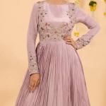 Designer Chinon Embroidered Gown with Kalamkari Dupatta (PC)