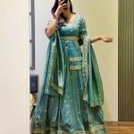 Designer Chinon Silk Embroidered Lehenga Choli Set with Dupatta (PC)