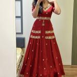 Designer Chinon Silk Embroidered Lehenga Choli Set with Dupatta (PC)